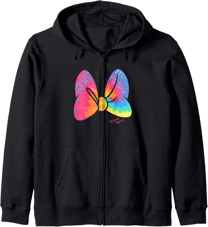 Disney Minnie Mouse Classic Neon Rainbow Tie-Dyed Bow Kapuzenjacke