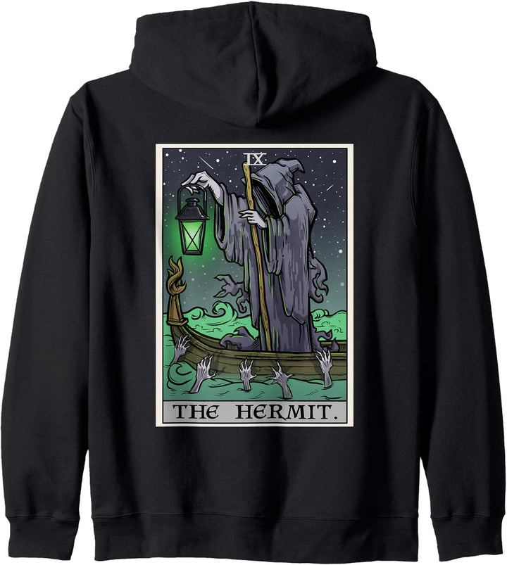 Tarotkarte für den Einsiedler, Gothic, Halloween, Sensenmann, Horror Kapuzenjacke