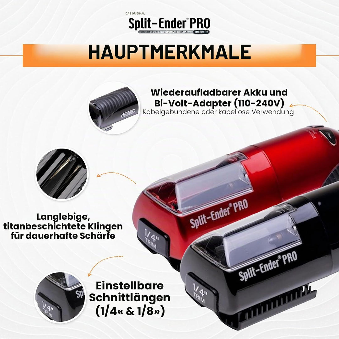 Split Ender PRO – Professionelles Salon-Gerät, titanbeschichtete Klingen, kabelloser Spliss-Trimmer