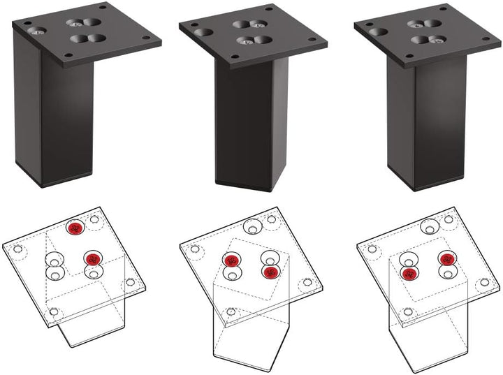 Sossai Exklusiv Möbelfüsse E4MF, 4er Set, Höhe: 300 mm, Schwarz, aus Aluminium 45 x 45 mm Vierkantpr