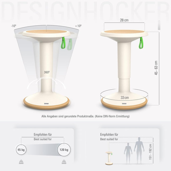 Interstuhl UPis1 - ergonomischer Sitzhocker mit Schwingeffekt - höhenverstellbar - Hocker mit rutsch