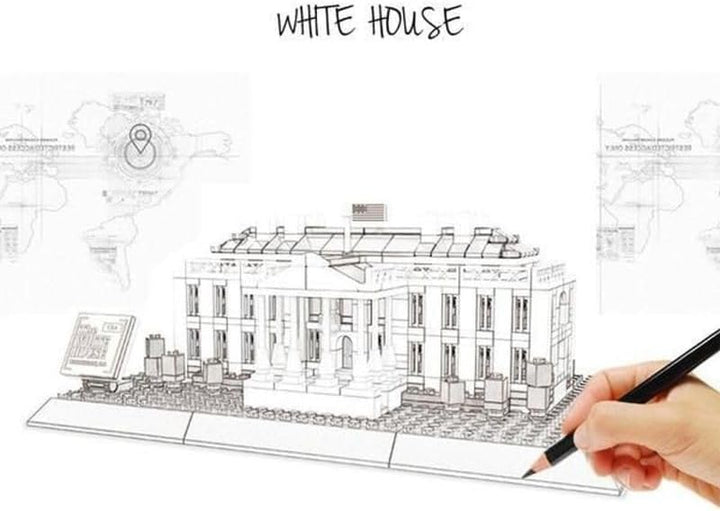 Wange Weisses Haus Washington Architektur-Modell, zur Montage mit mit Bausteinen Weisses Haus, Weiss