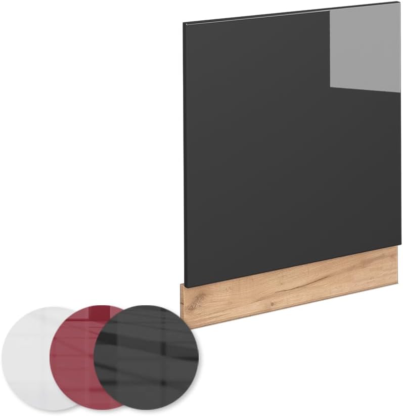 Vicco Frontblende Fame-Line, Anthrazit Hochglanz/Goldkraft Eiche, 60 cm ohne Arbeitsplatte Geschirrs