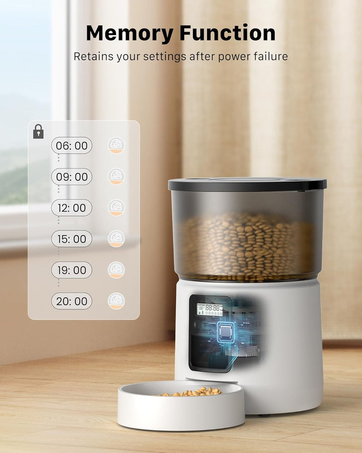 BEMOONY Futterautomat Katze, Katzenfutter Automat mit Programmierbarem Timer, 1-6 Mahlzeiten pro Tag