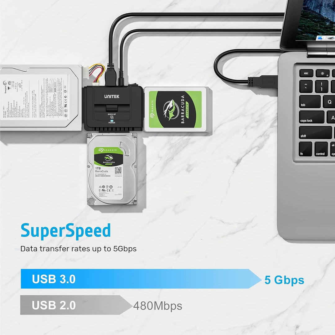 UNITEK USB 3.0 zu IDE SATA Konverter Externer Festplattenadapter für 2.5/3.5 Zoll HDD SSD Festplatte