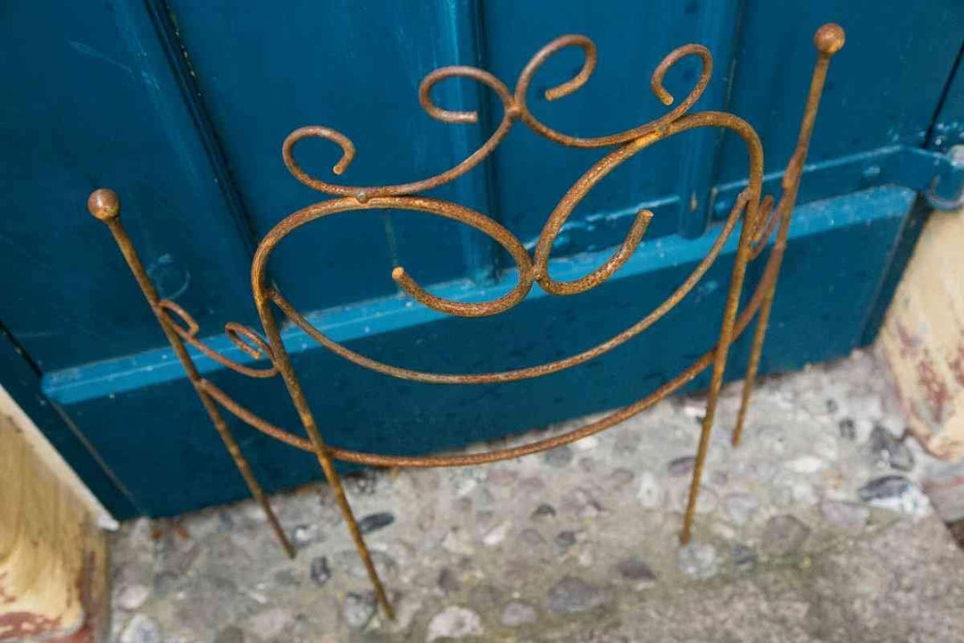 KUHEIGA Beetzaun 78x 51cm Beetbegrenzer Rankgitter halbrund Rost Metall Volleisen