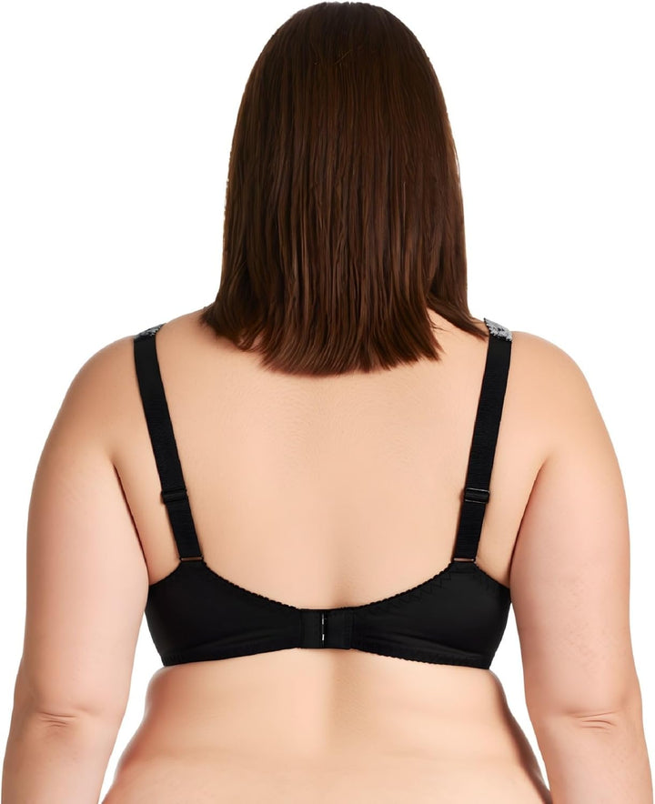 Curve Muse Damen Minimizer BH Ungefüttert Bügel Spitzenstickerei - 2er Pack 75B Nude,black(2 Pack),