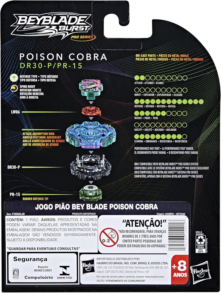 Beyblade Burst Pro Series Poison Cobra Kreisel Starter Pack - Verteidigungsart Kampfspiel Top mit La