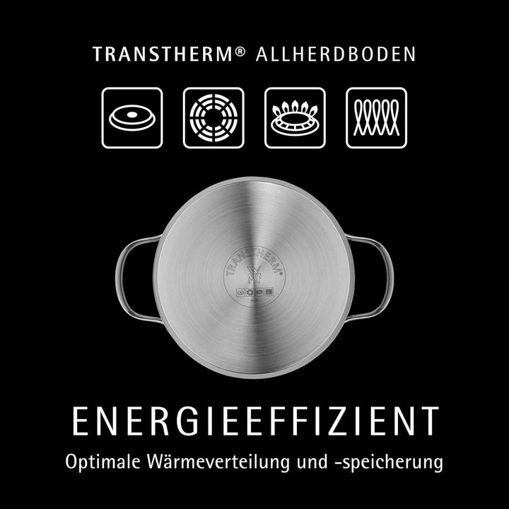 WMF Aparto Vorteils Topfset Induktion 6-teilig, Kochtopf Set mit Glasdeckel, Cromargan Edelstahl pol