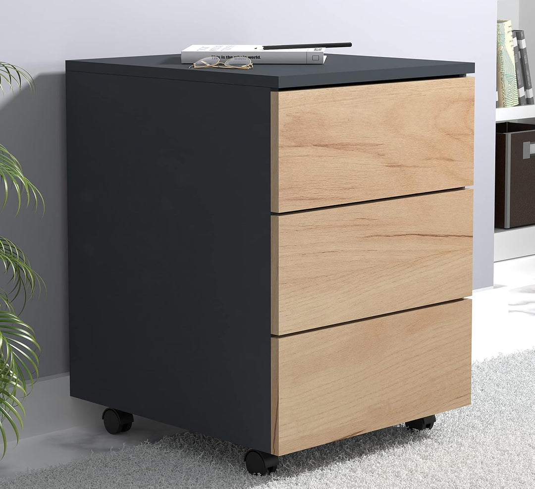 VCM Rollcontainer | Beistellcontainer mit Schubladen |Masse ca. H. 55 x B. 39 x T. 70 cm | Büroconta