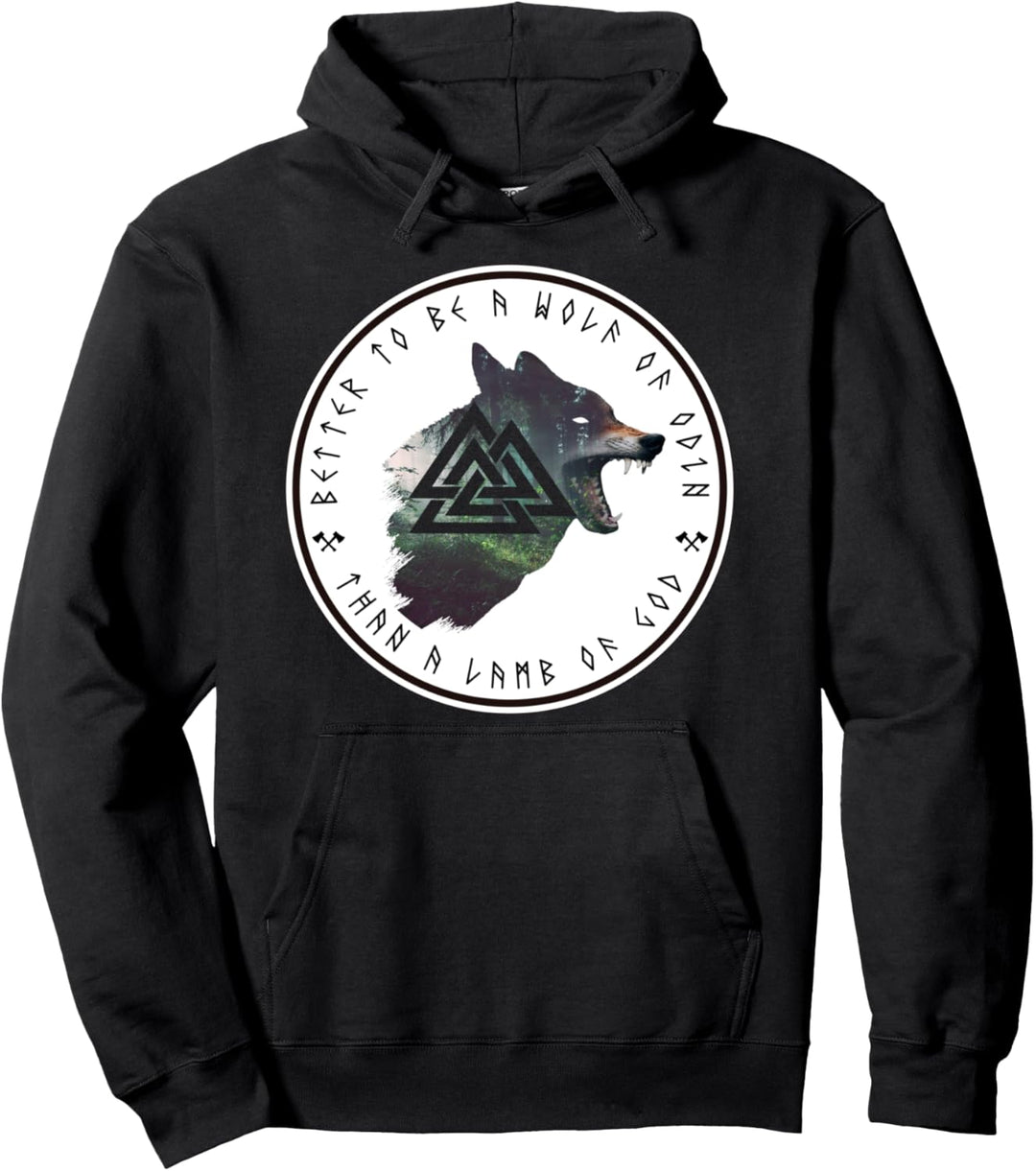 Valhalla Fenrir Wolf Vegvisir Symbol Wikinger Kompass Pullover Hoodie