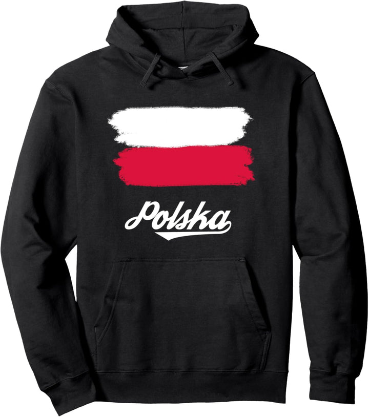 Gemalte Polska Fahne / Polen Flagge Fan Pullover Hoodie