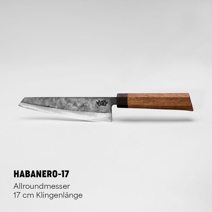 Black Chili Küchenmesser Set (3-teilig) | Chefmesser, Santoku Messer & Gemüsemesser mit Eisenholz Gr