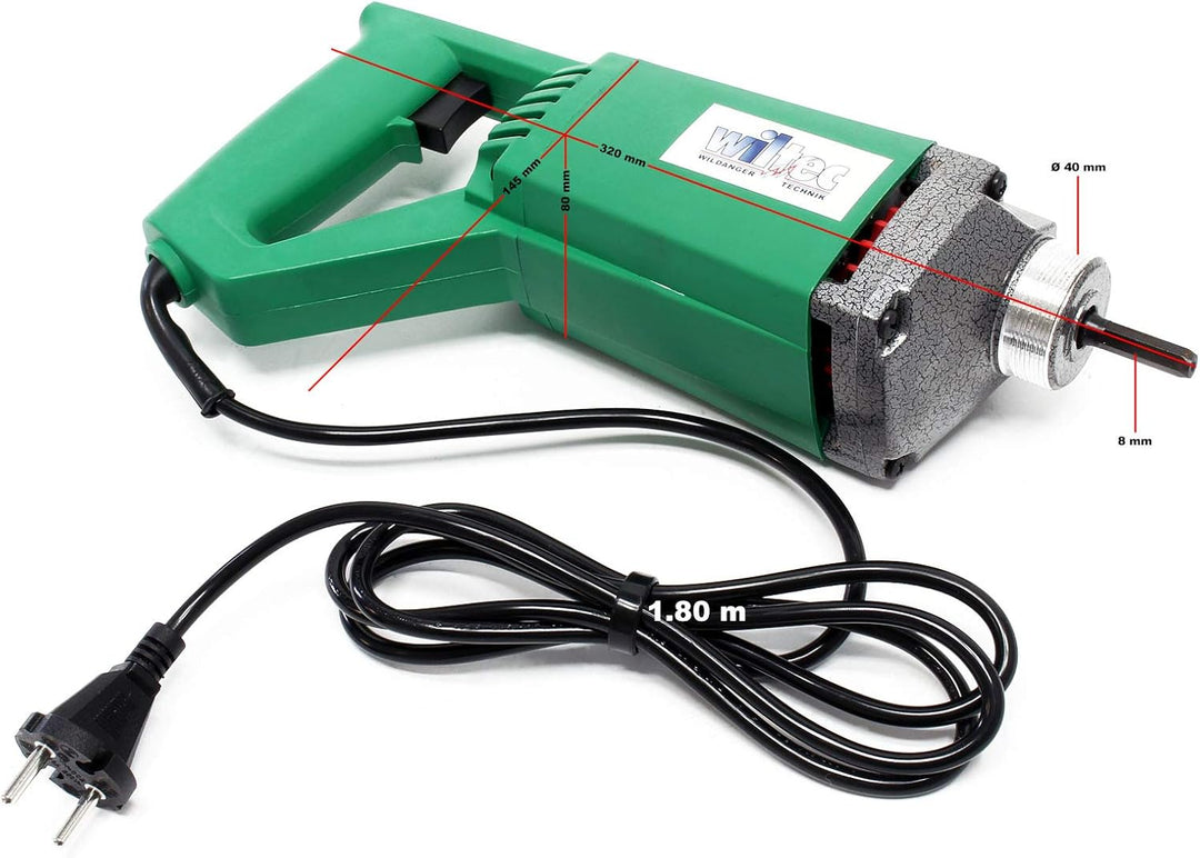 Wiltec Elektro Einhand Betonrüttler 580W, Betonverdichter für Ø 35 mm Rüttelflasche, Rüttelmotor 560