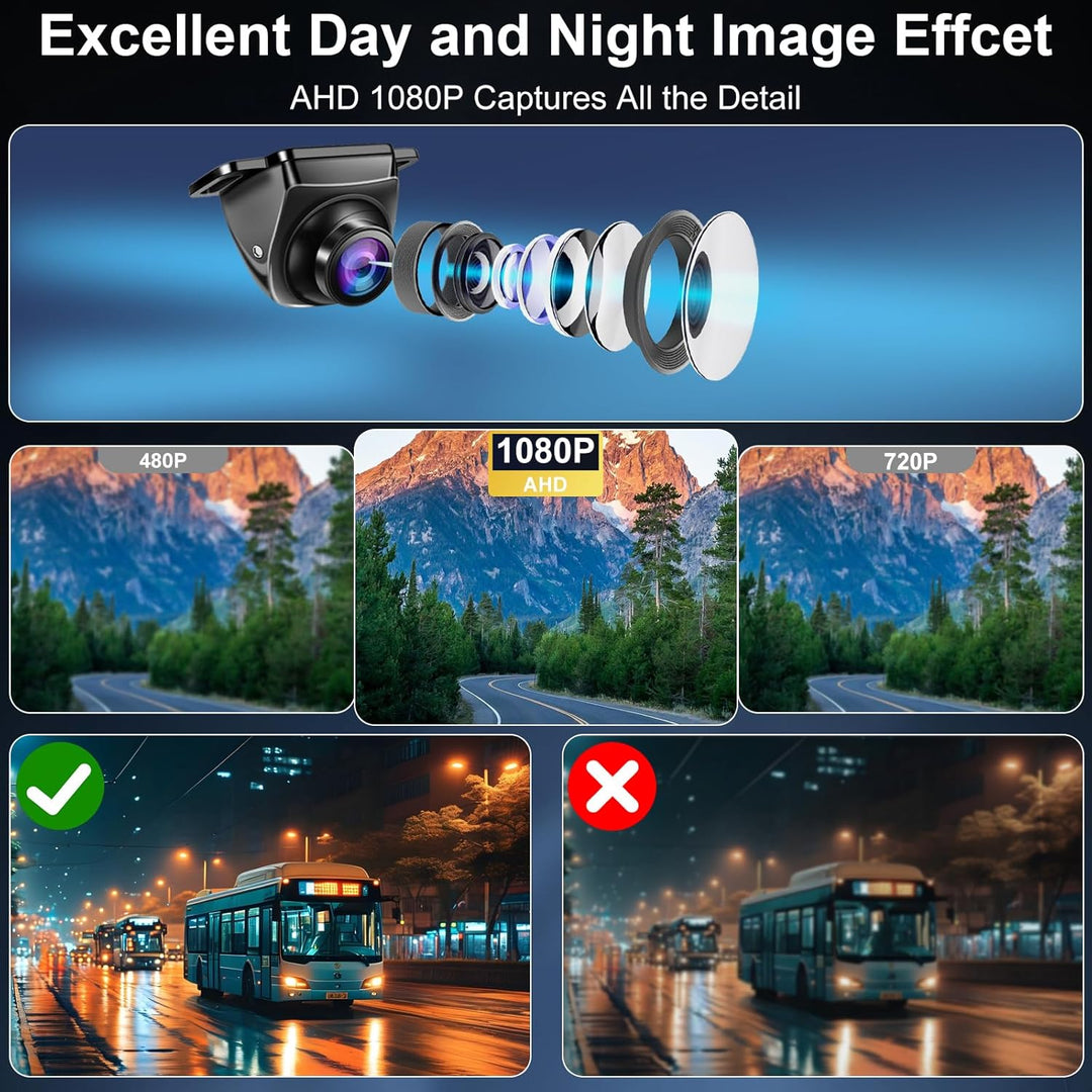 OBEST AHD Auto Rückfahrkamera, 360° Drehbar 1080P Rückfahrkameras, IP68 Wasserdicht Metall Rückblick