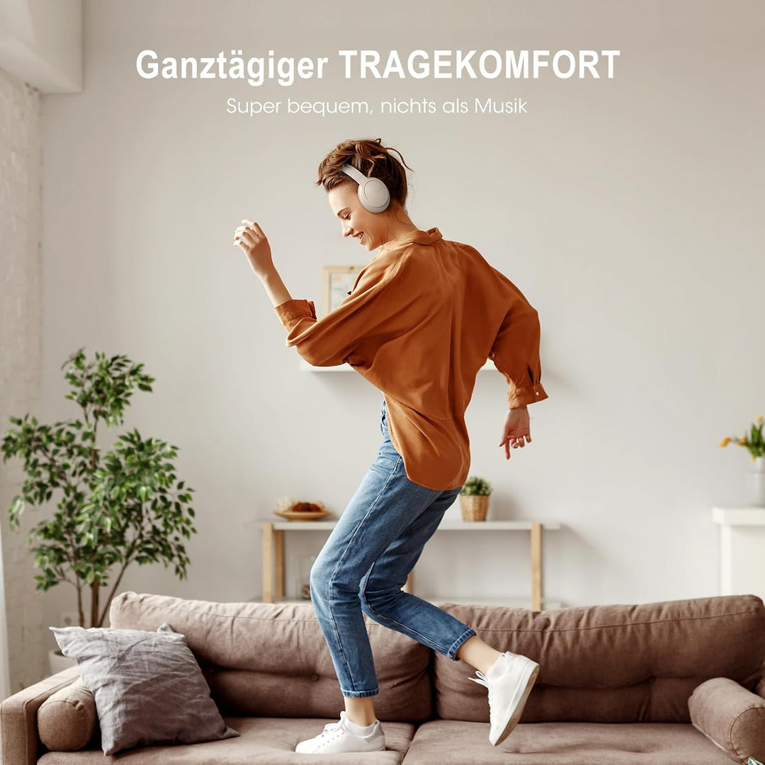 DOQAUS Bluetooth Kopfhörer Over-Ear Bis zu 90 Std,Kopfhörer Over Ear mit 3 EQ-Modi, HiFi-Stereo Falt