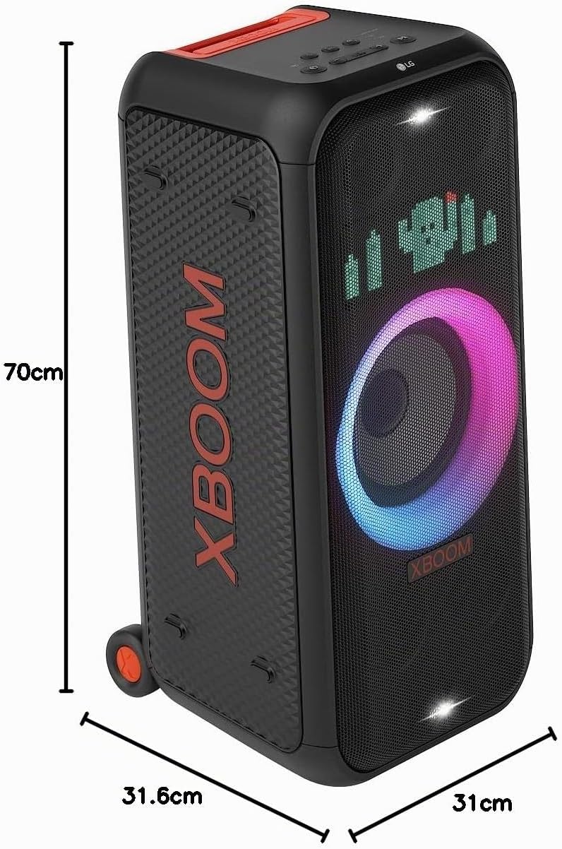 LG XBOOM XL7S, rollbares 2-Wege-Soundsystem (Karaoke- &amp; DJ-Funktionen, Beleuchtung), Schwarz [Modell