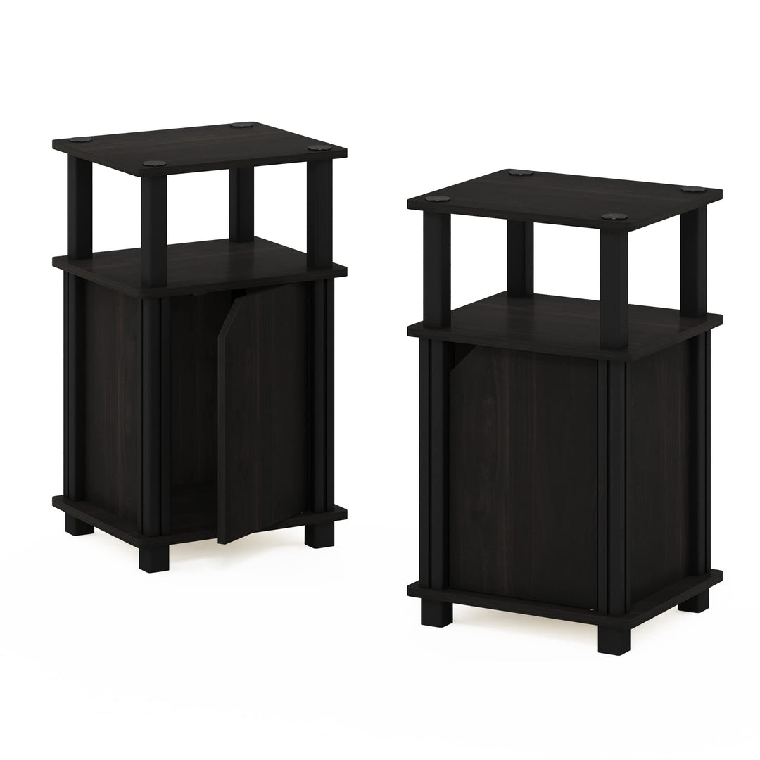 Furinno Brahms Beistelltisch/Sofatisch/Nachttisch mit 3 Ebenen, Engineered Wood, Espresso/Schwarz, 2