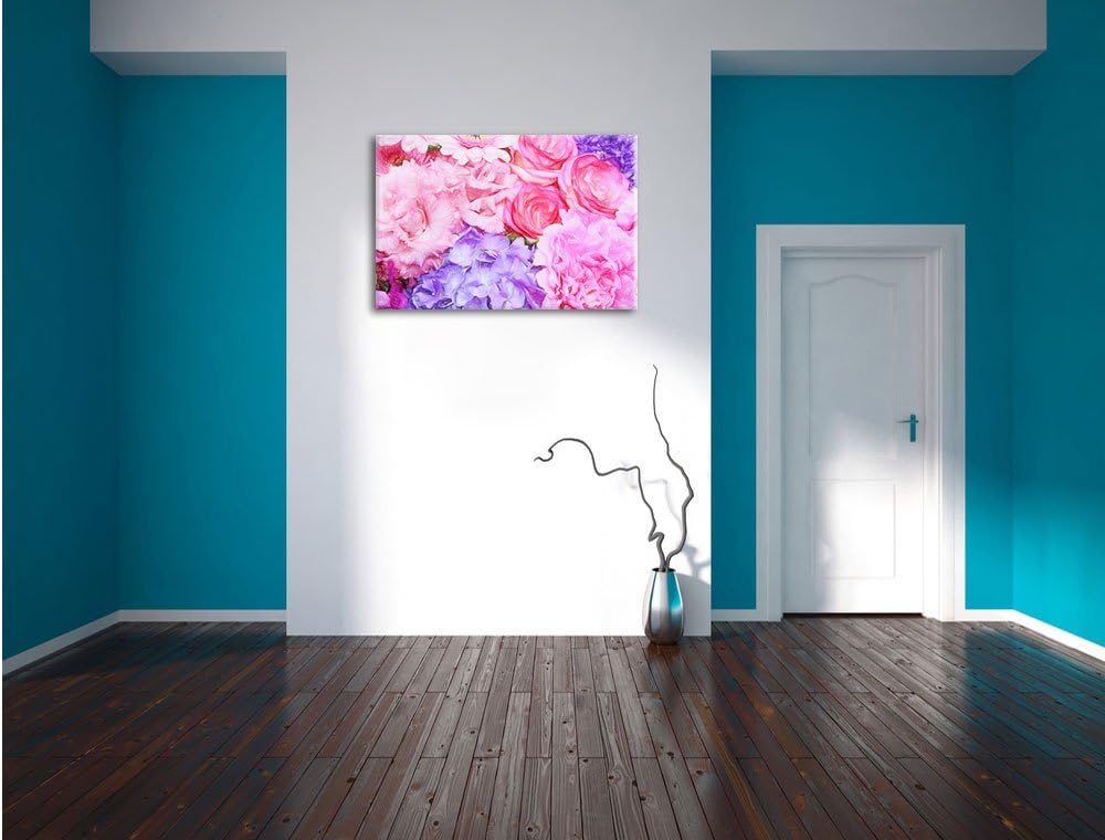 Pixxprint prachtvoller Blumenstrauss Kunst Buntstift Effekt, Format: 100x70 auf Leinwand, 100x70