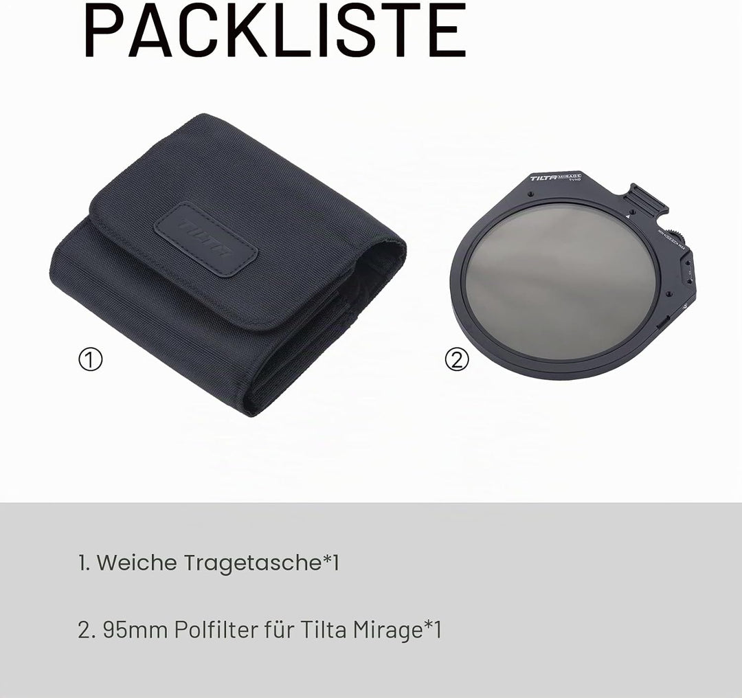 Tilta 95 mm Polarisationsfilter für Tilta Mirage Matte Box PL CPL Technologie, fest an 95 mm Objekti