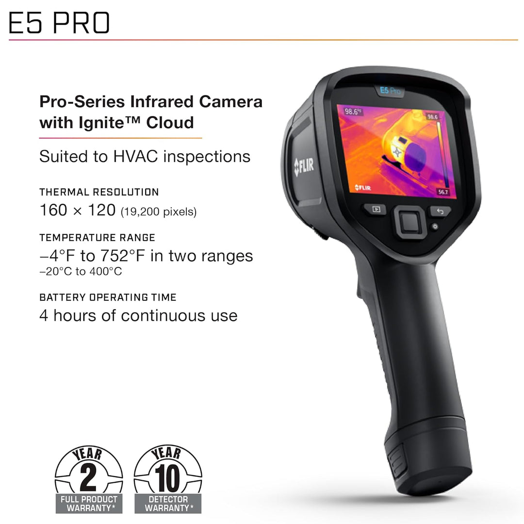 FLIR E5 Pro - Commercial Thermal Imaging Camera with Wifi. High Resolution Infrared Cameara with FLI
