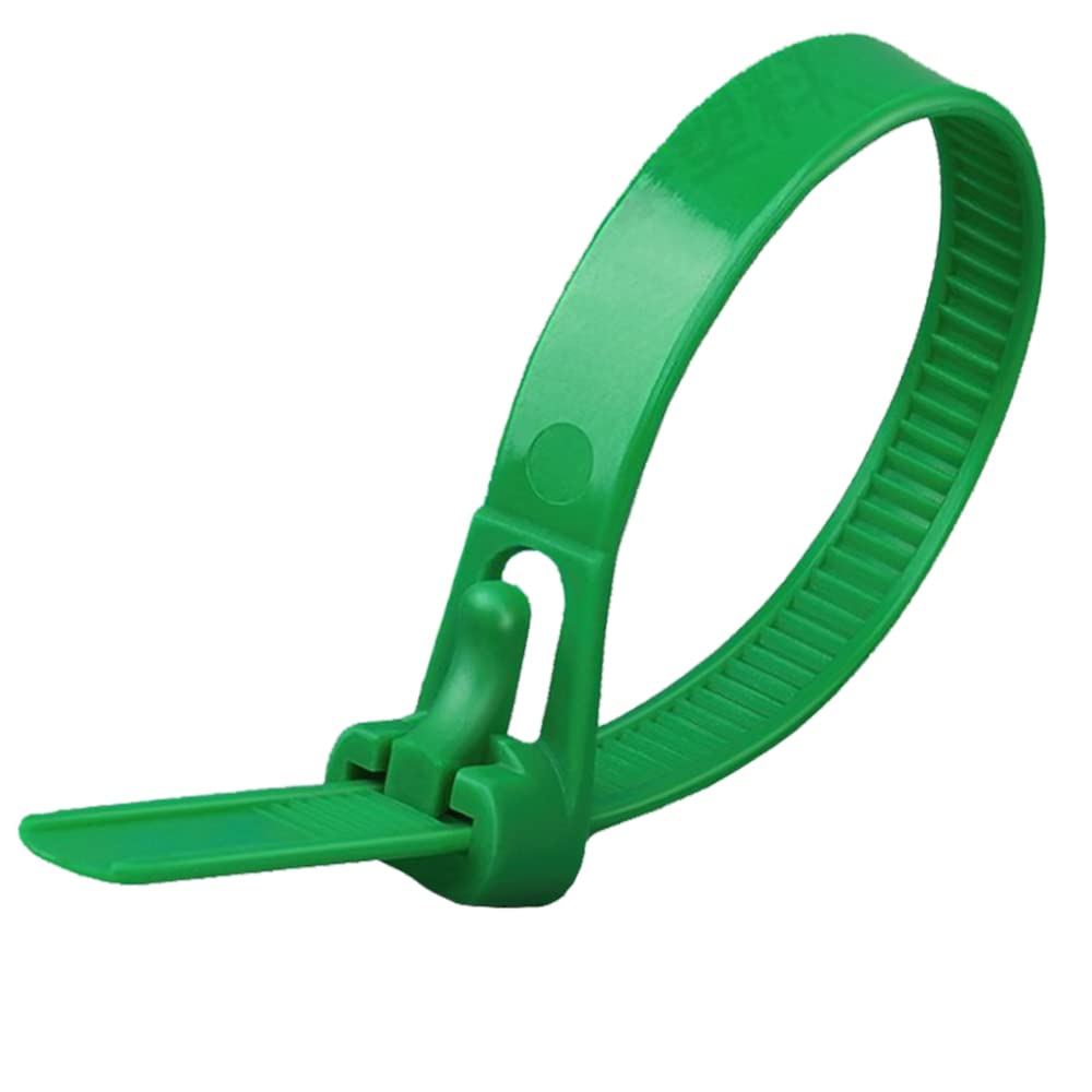 Kabelbinder wiederverschliessbar Grün 200 mm × 7,6 mm 100 Stück UV-Beständig Stark Gross Nylon Kunst