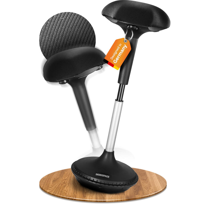 DESQUP® Ergonomischer Sitz- & Stehhocker | Höhenverstellbarer Arbeitshocker & Stehhilfe mit Wipp-, W