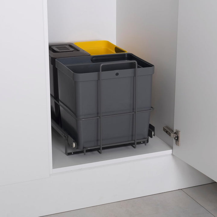 LM 79/3A Einbau Mülleimer ausziehbar Abfalleimer Korbauszug 16L Eimer anthrazitfarben, 8L Mülleimer