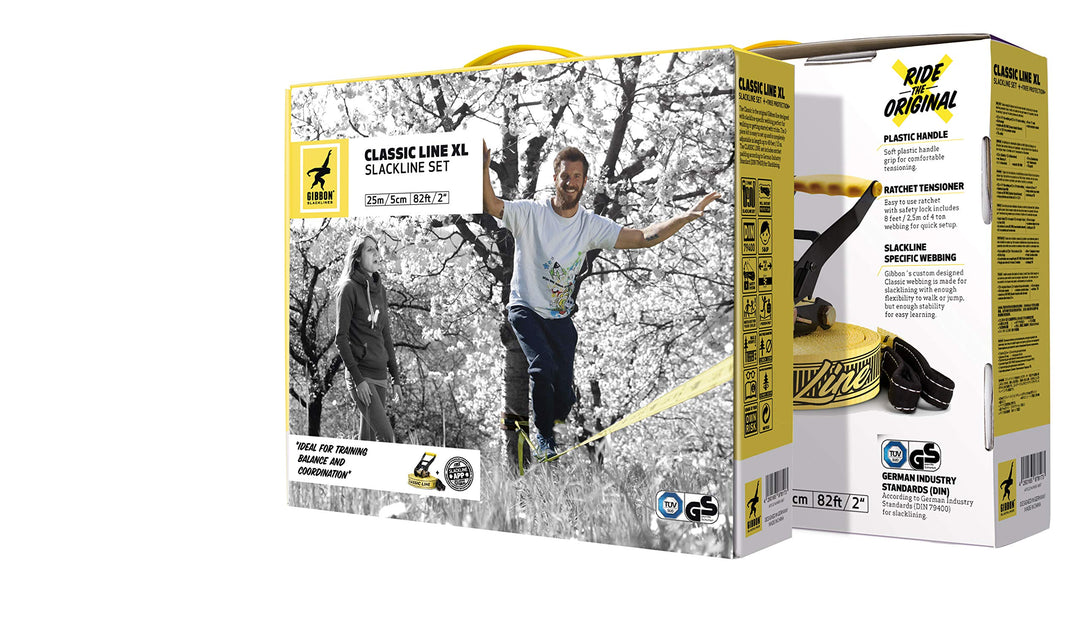 Gibbon Slacklines Classic Line, Gelb, 25 Meter Komplettset
