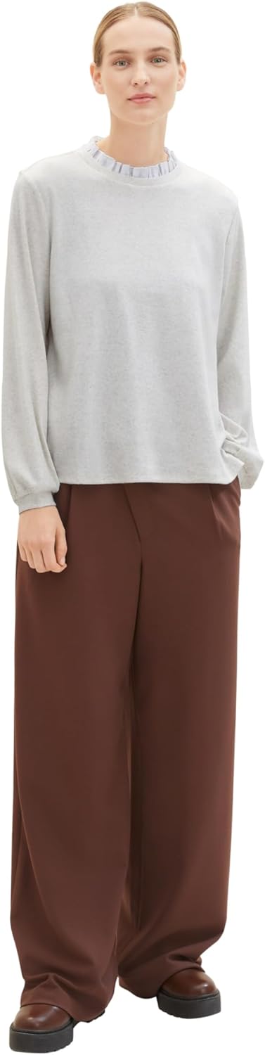 TOM TAILOR Damen Sweatshirt, 11951 - Whisper White Melange