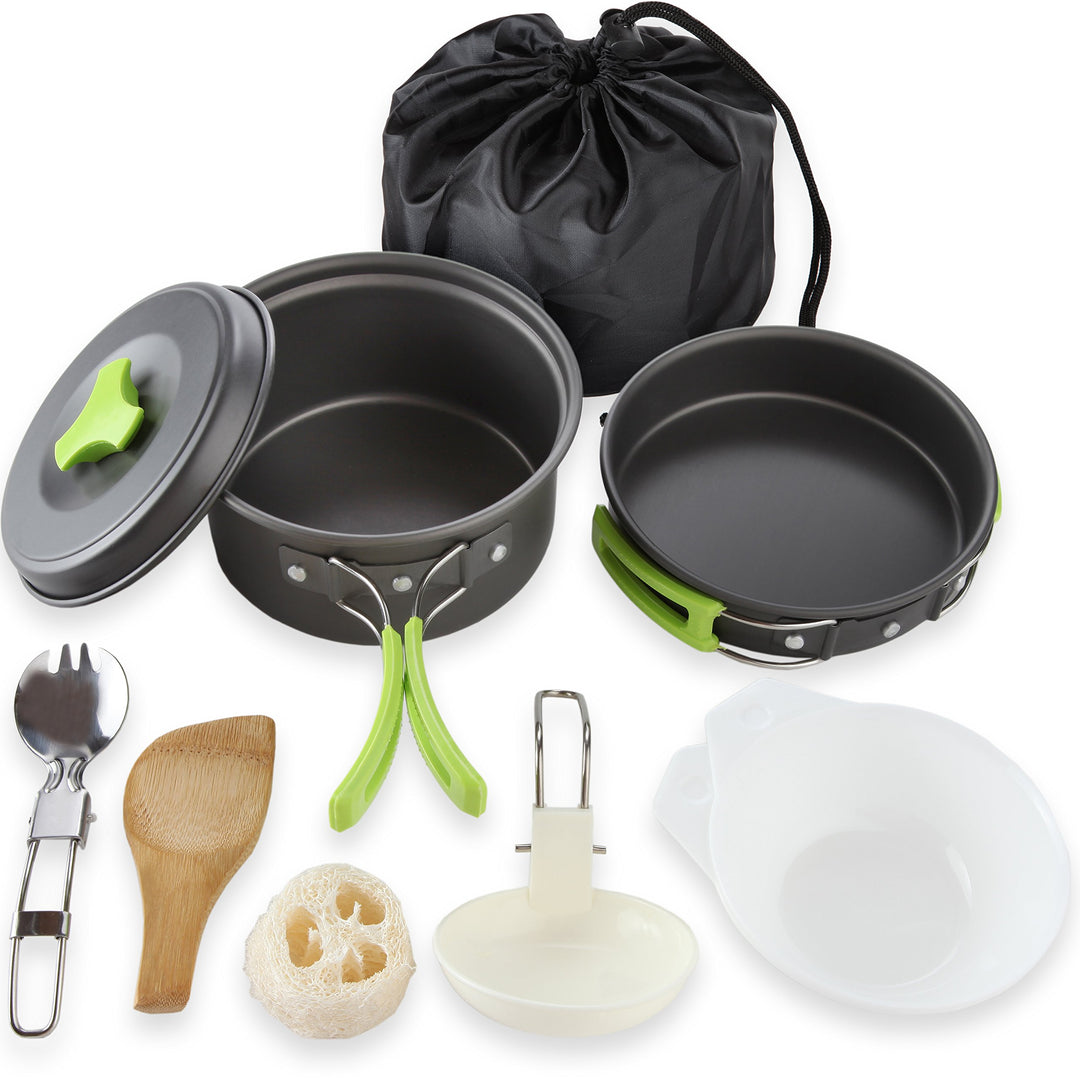 MalloMe Camping-Kochgeschirr-Set für Rucksackausrüstung – Camping-Kochset – tragbarer Campingkocher