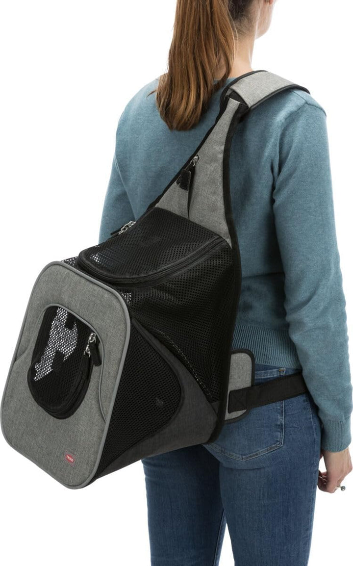 Trixie 28941 Fronttasche Savina, 30 × 33 × 26 cm, schwarz/grau