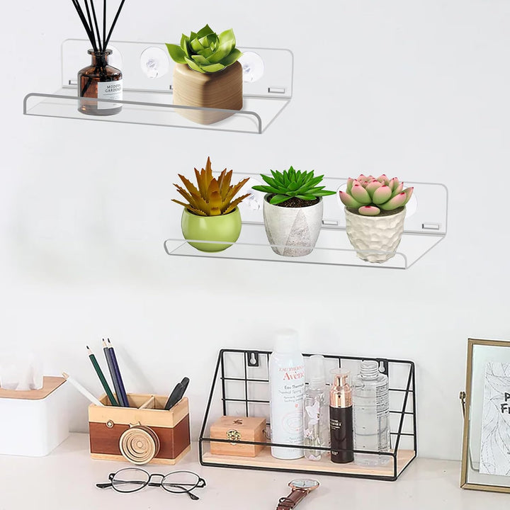 Fenster Pflanzenregale, 2 Stück Saugnapf Regal Für Pflanzen Fenster 30 cm, Fensterwand-Pflanzenständ