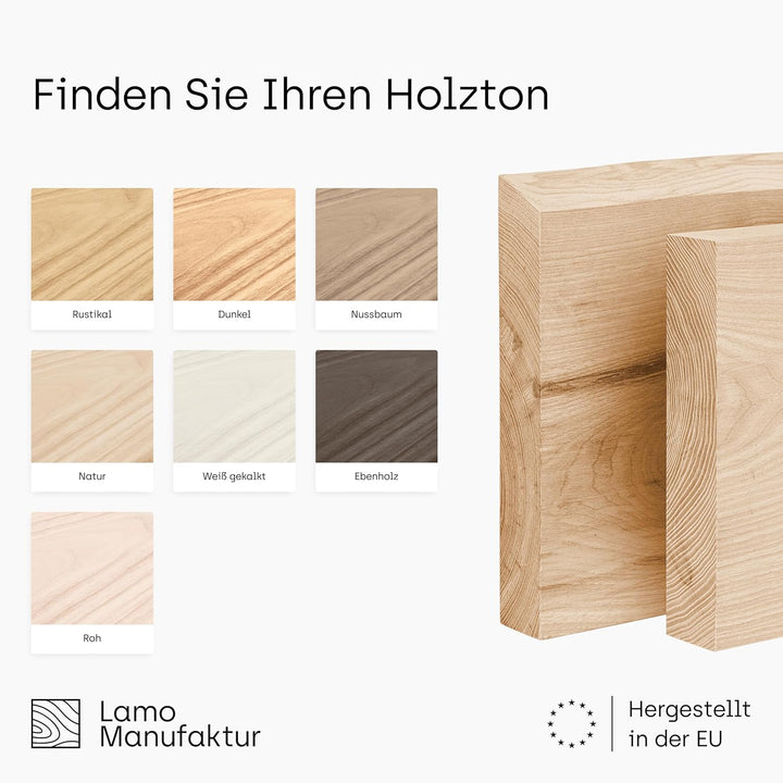 LAMO Manufaktur Wandregal Holz Gerade | Regal Farbe: Roh | Invisible: Schweberegal | 50 cm Invisible