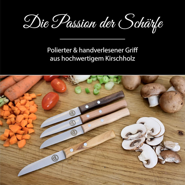 Constant - Solingen Messer mit Holzgriff Kirsche, Premium Gemüsemesser mit rostfreier Klinge aus Chr