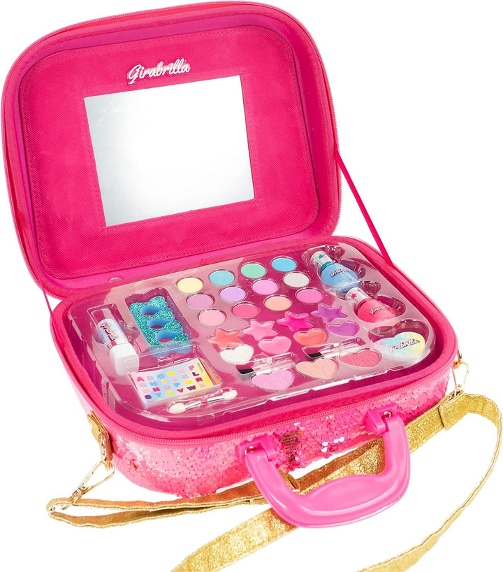 Nice Group – Girabrilla Schminkkoffer – Make-up-Koffer 02550C – Rosa Herz Gold, Rosa/goldfarbenes He