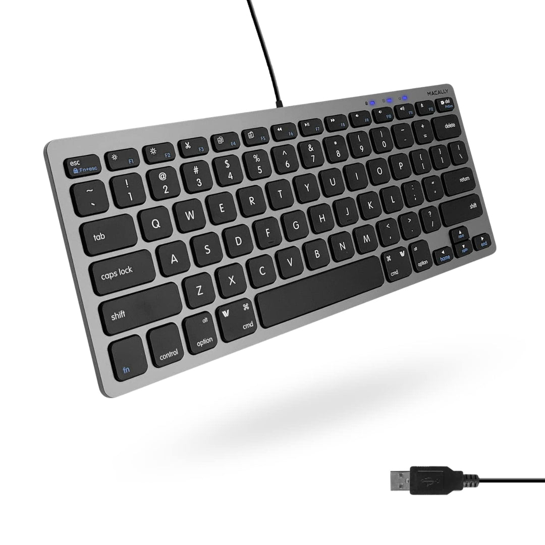 Macally Schlanke USB-Tastatur für Apple Mac, iMac, MacBook Pro/Air, Mac Mini, Windows PC Desktops, L