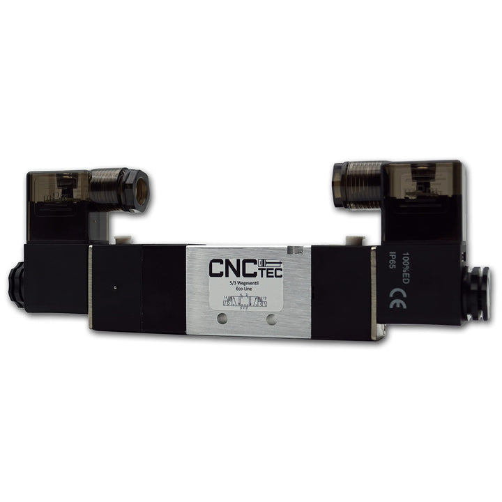 5/3 Wege Pneumatikventil 1/4" 12 Volt DC CNCTEC EcoLine 5/3 Wegeventil (5/3 Wege - 1/4" - 12 Volt DC