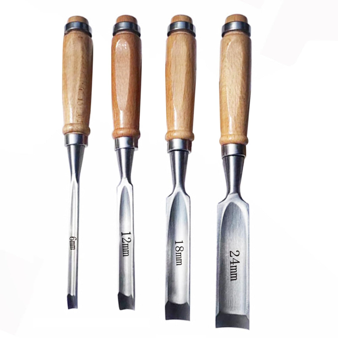 4 Stück Holz Meissel Set, Stechbeitel Rund Gebogen Hohlbeitel Werkzeuge Set, CR-V Stahl halbkreisför