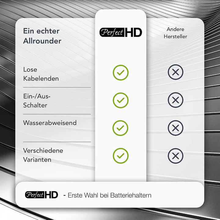 PerfectHD Batteriehalter - AA Batteriefach - 2X AA Mignon - mit EIN- und Ausschalter - 10 Stück in e