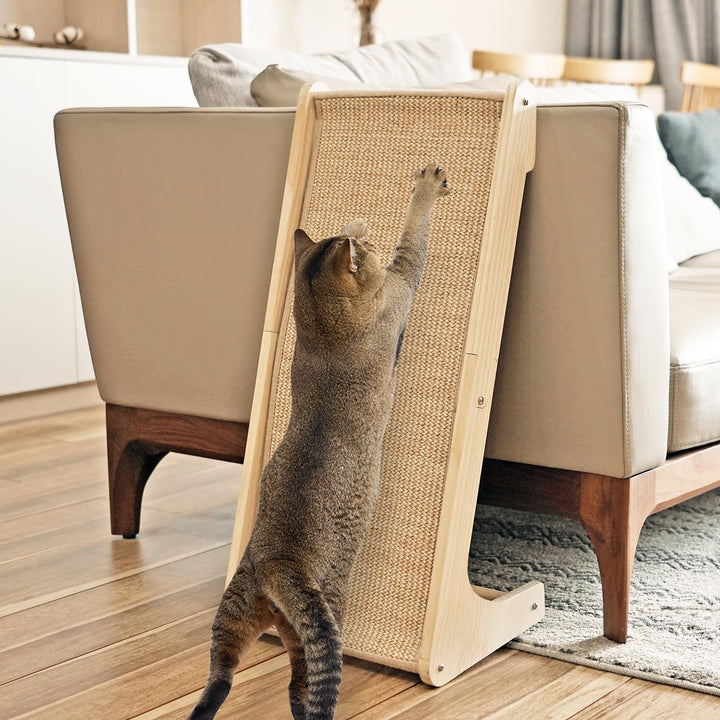 PETKARAY Kratzbrett Katze, 68 cm Hohe L-förmiger Sisal Kratzsäule, Dual-Use Kratzpads für Katzen, Ka