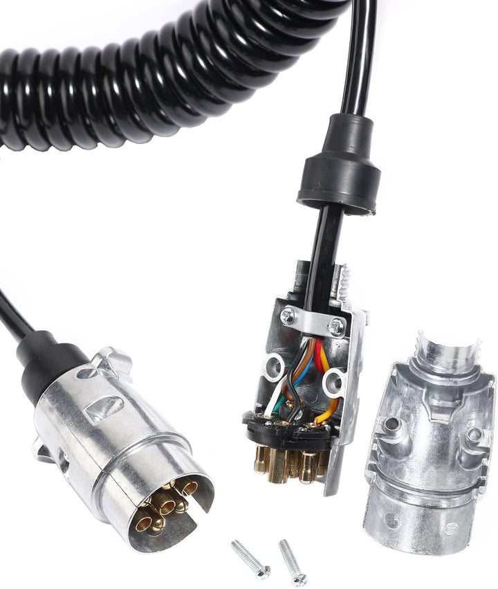 Anhänger Spiralkabel 7 Polig 2,5 Meter, 12V Anhänger Aluminiumlegierung Stecker Verlängerungskabel 7