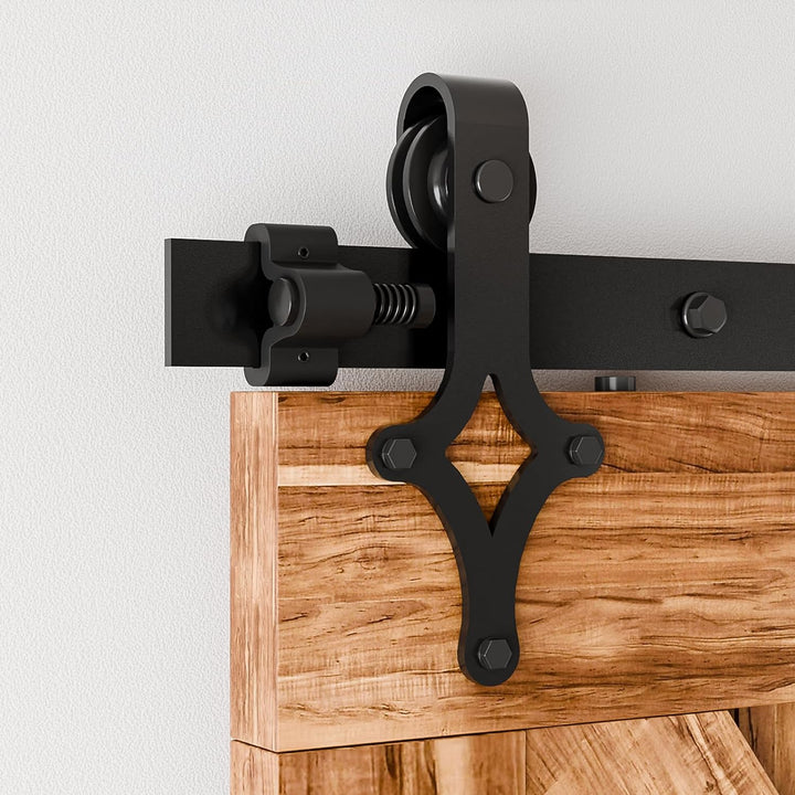 Wolfbird Hardware Kit Scheunentür 244cm-8ft Schiebetürsystem Schienen Kit, mit verstellbaren Bodensc