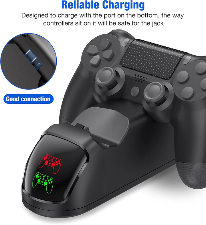 PS4-Controller-Ladestation mit Ladekabel, 1,8 Stunden Schnellladefunktion, PS4-Controller-Ladestatio