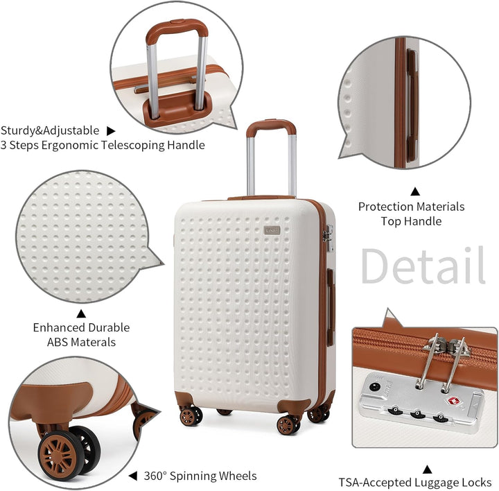 KONO Koffer Trolley Gross Hartschalenkoffer Reisekoffer von ABS Hartschalen Handgepäck mit 4 Spinner