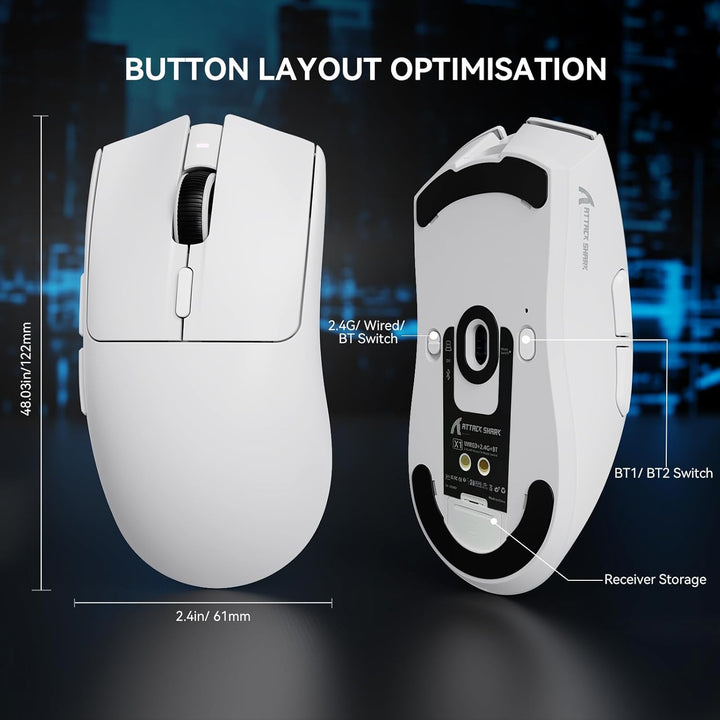 MAMBASNAKE x Attack Shark X1 Gaming-Maus mit Ladestation, 49g Ultralight, 40K DPI PAW3395 PRO-Sensor