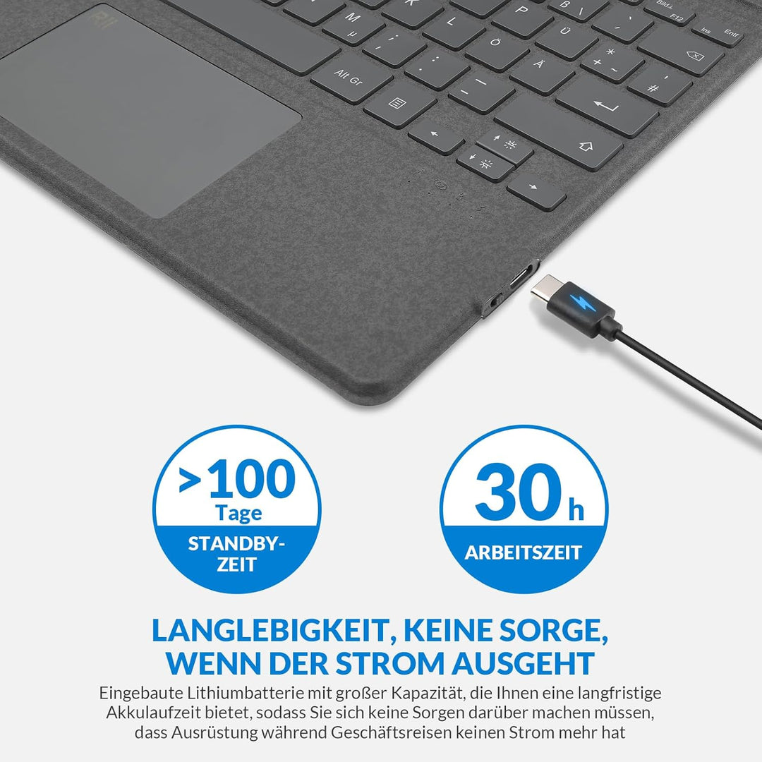 Rii Surface Tastatur für Pro 9/8/X, Bluetooth 5.2 Mit Touchpad Und 7-Farbiger Hintergrundbeleuchtung