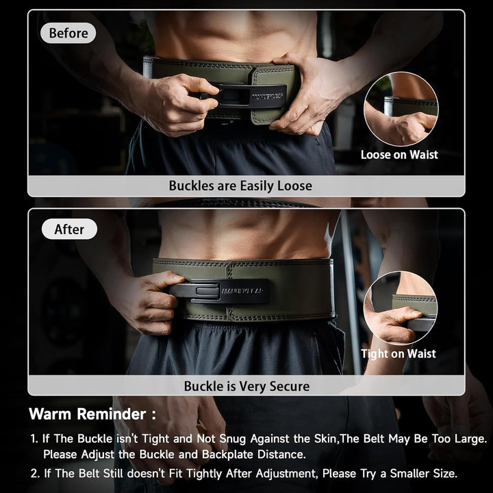 MANUEKLEAR Powerlifting Gewichthebergürtel Herren damen, 10mm dick Leder Lever Lifting Belt, Gym Gür