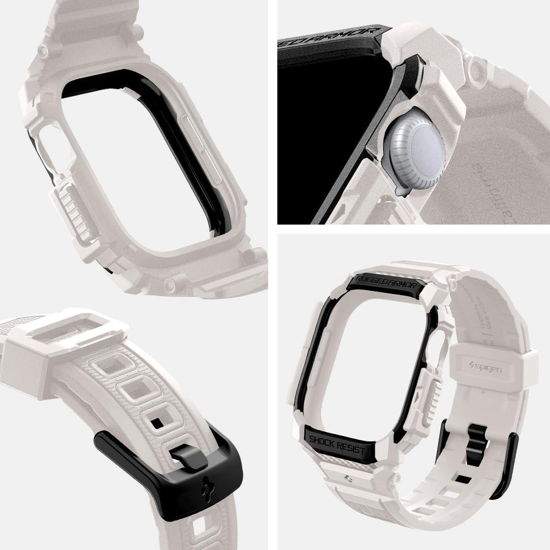 Spigen Rugged Armor Pro Hülle mit Armband Kompatibel mit Apple Watch 11/10 46mm (2025/2024) Dünenbei