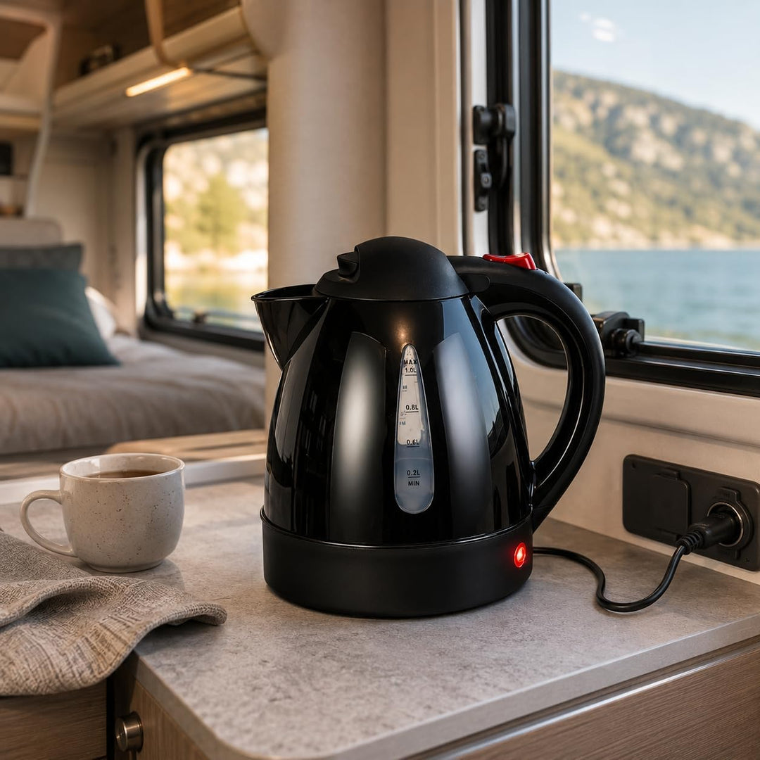 Auto Wasserkocher 1L Tragbare Reisekocher für Auto Reisen Camping mit automatischer Abschaltung aus